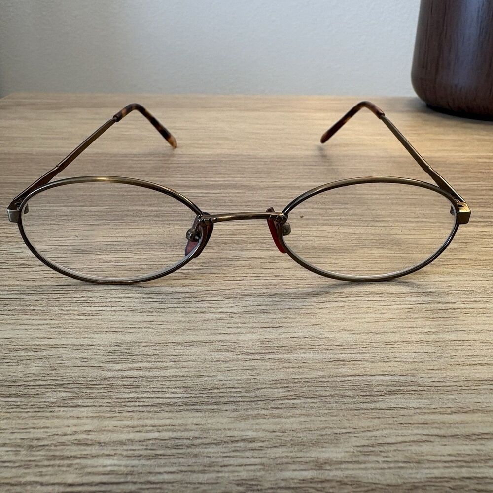 Vintage Oval Wire Frame Eyeglasses Small Bronze Metal Minimalist 90s/Y2K Womens